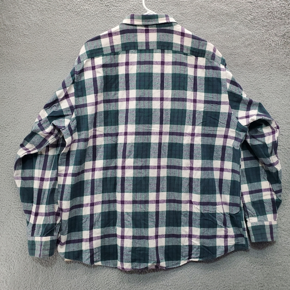 L.L. Bean Green and Purple Plaid XXL Button Down Shirt - Picture 7 of 10